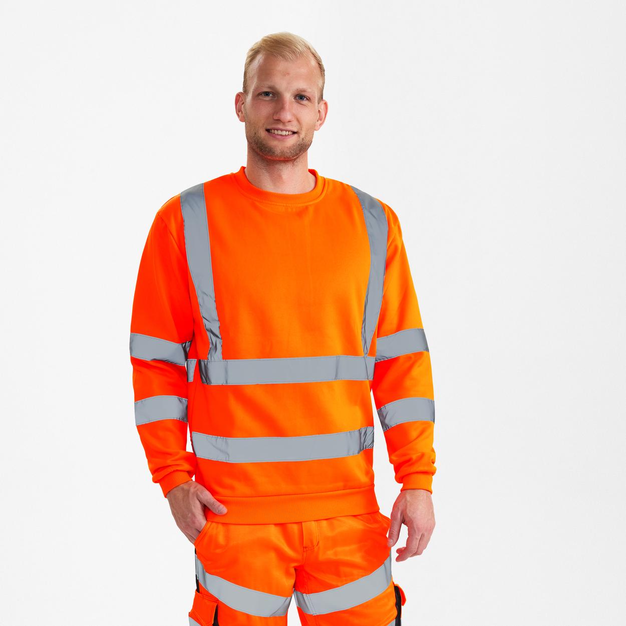 ENGEL Safety Sweatshirt in Hi-vis Orange, Größe XS