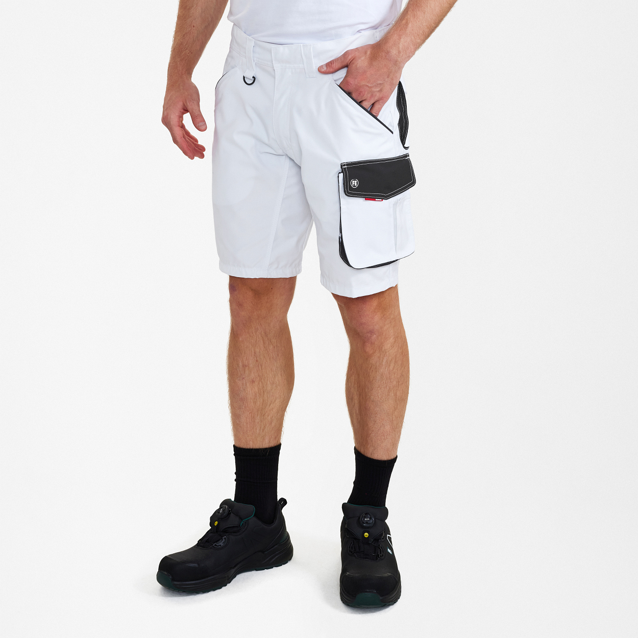 ENGEL Galaxy Arbeitsshorts in Weiss/Anthrazit Grau, Größe 54