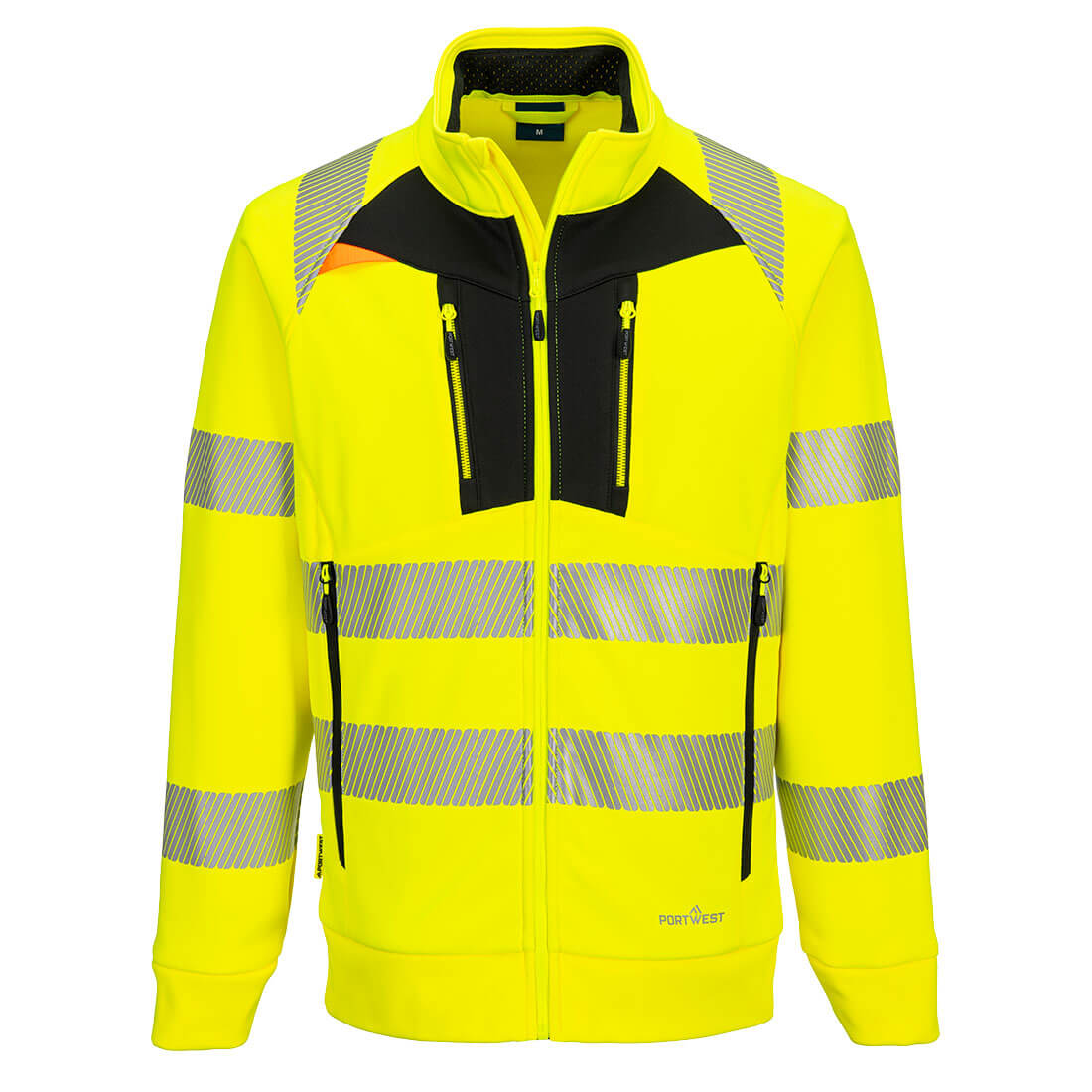 DX4 Warnschutz Funnel Neck Sweatshirt mit Reißverschluss DX477 in Gelb / Schwarz, Größe M von Portwest