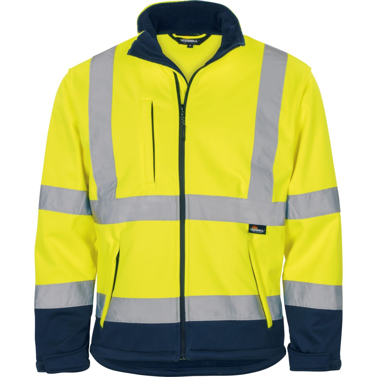 Kontrast-Softshelljacke leuchtgelb-marine in Gr. XXL von Vizwell