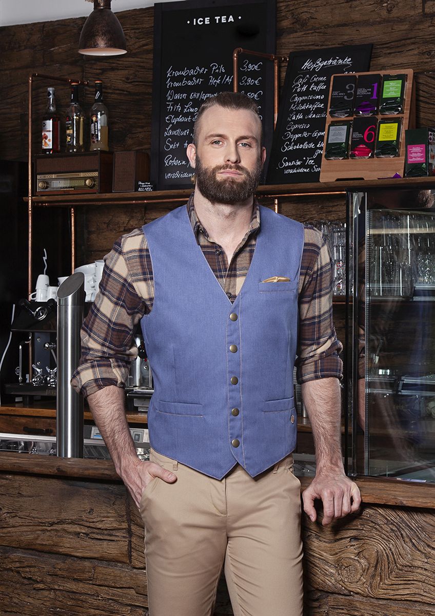 Herrenweste Jeans-Style Größe 64 in Vintage blue von Karlowsky