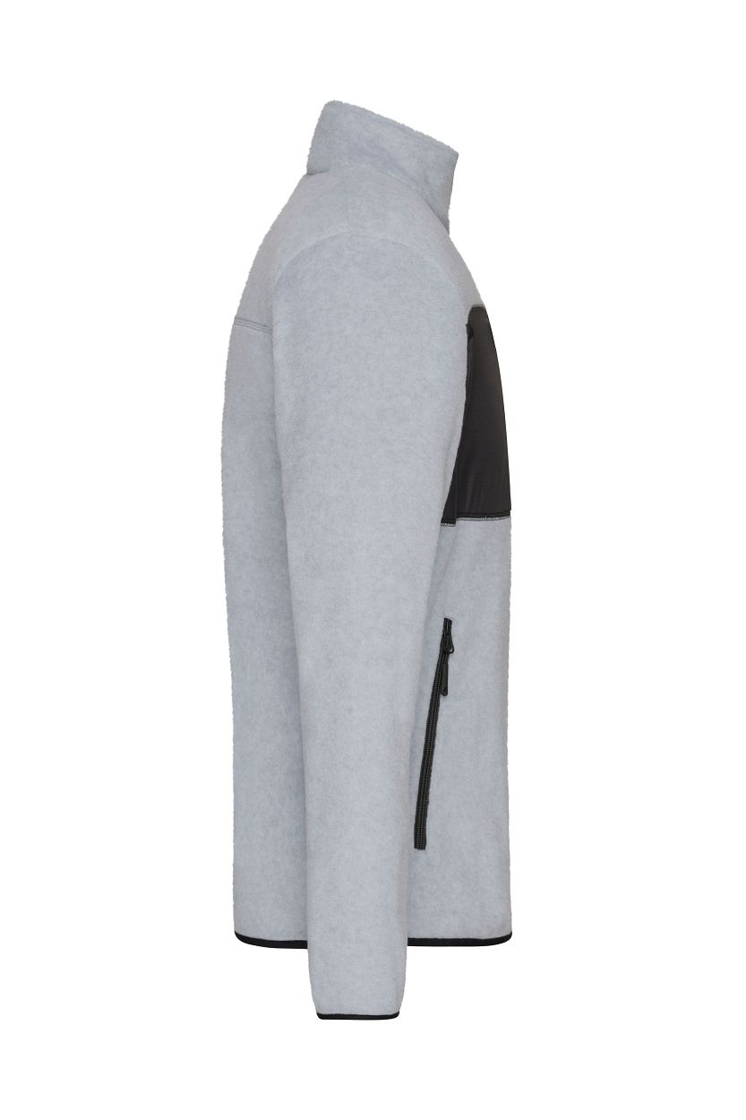 Men's Fleece Jacket GRS "JN1312" in Light-Melange/Black, Größe 3XL - Daiber