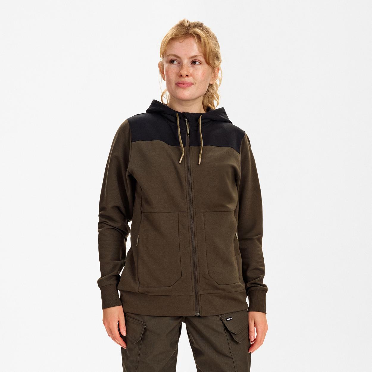 ENGEL Entire Damen Sweatcardigan mit Kapuze in Forest Green/Schwarz, Größe XS