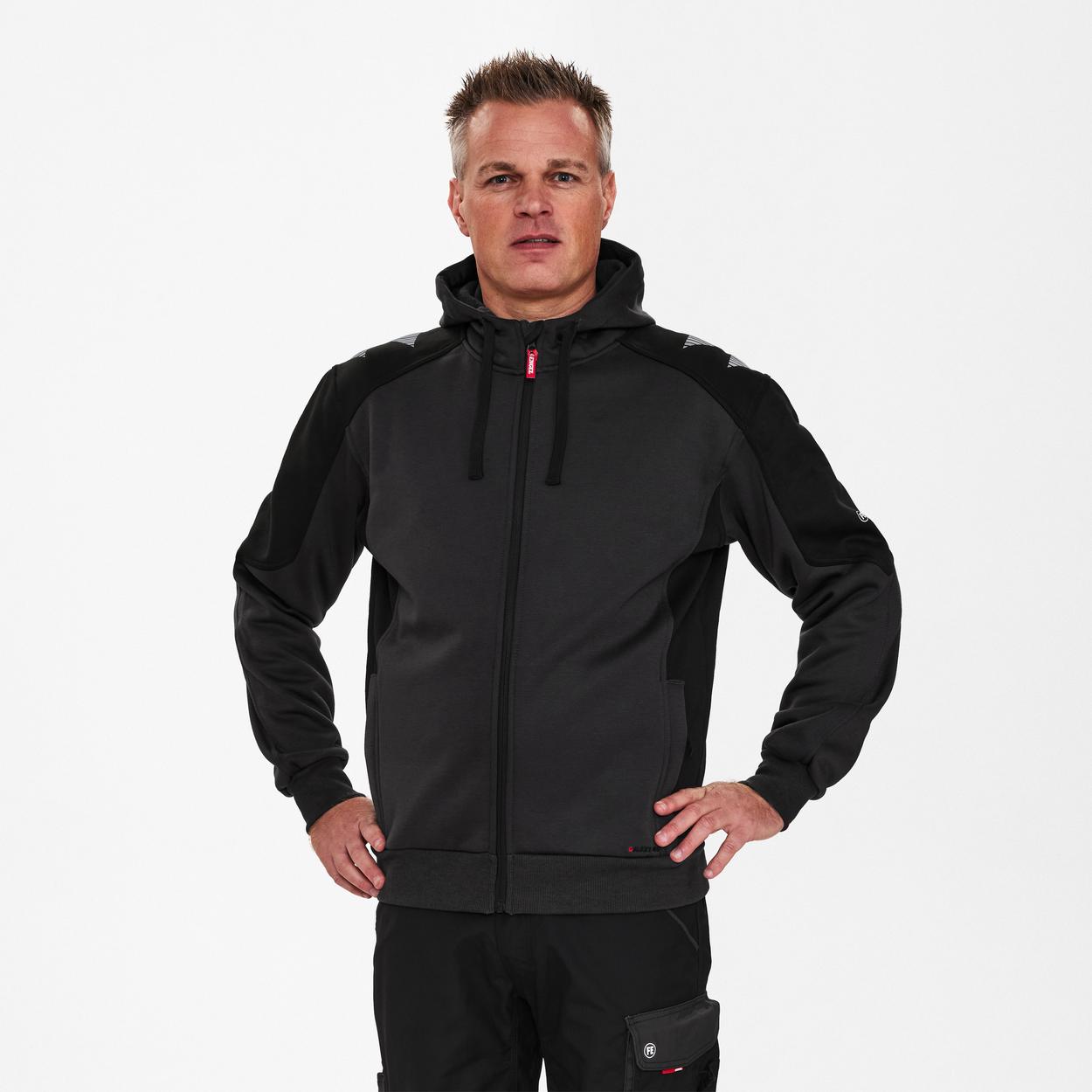 ENGEL Galaxy Sweatcardigan mit Kapuze in Anthrazitgrau/Schwarz, Größe XS