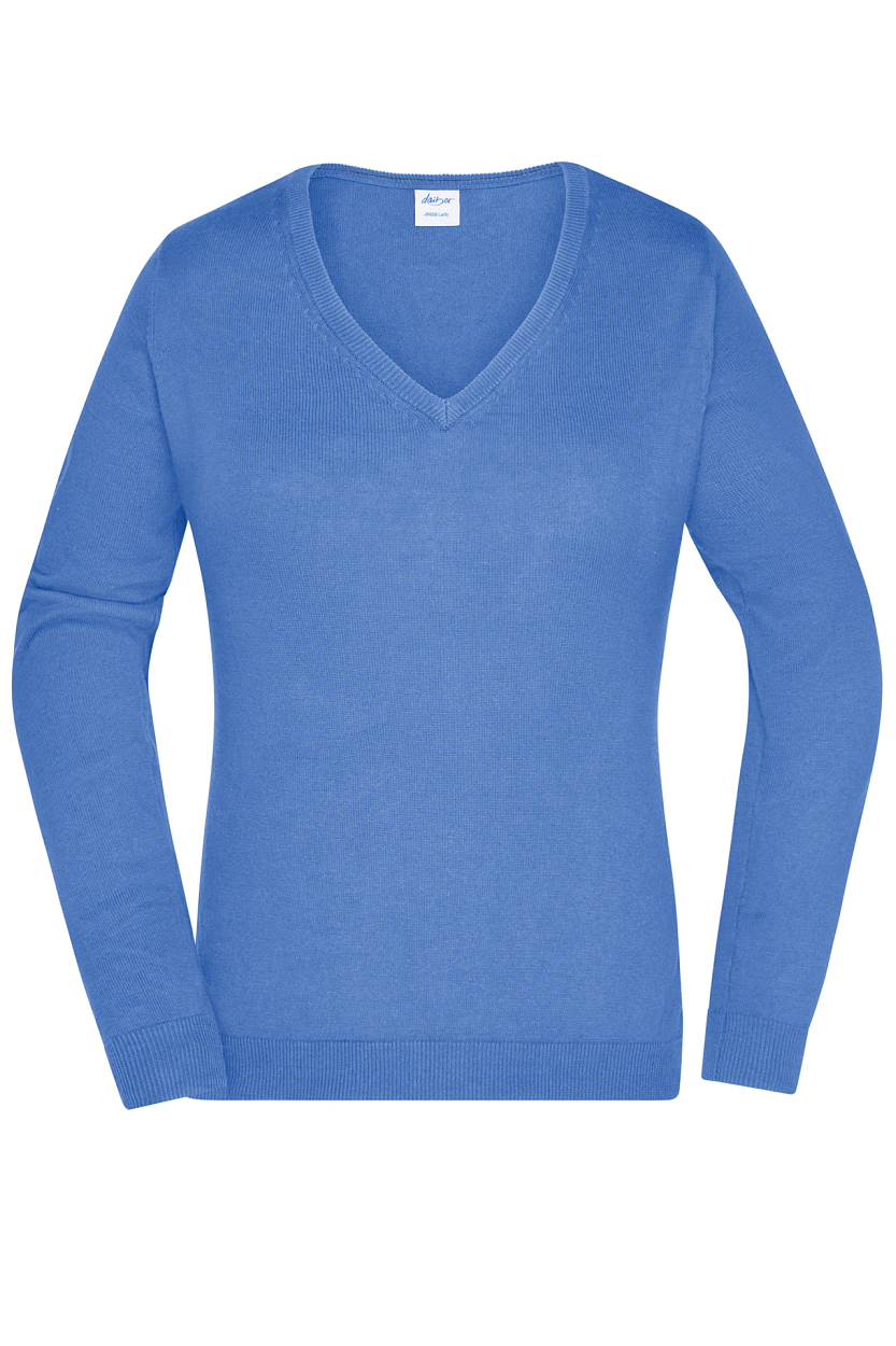 Ladies' V-Neck Pullover "JN658" in Glacier-Blue, Größe 2XL - Daiber