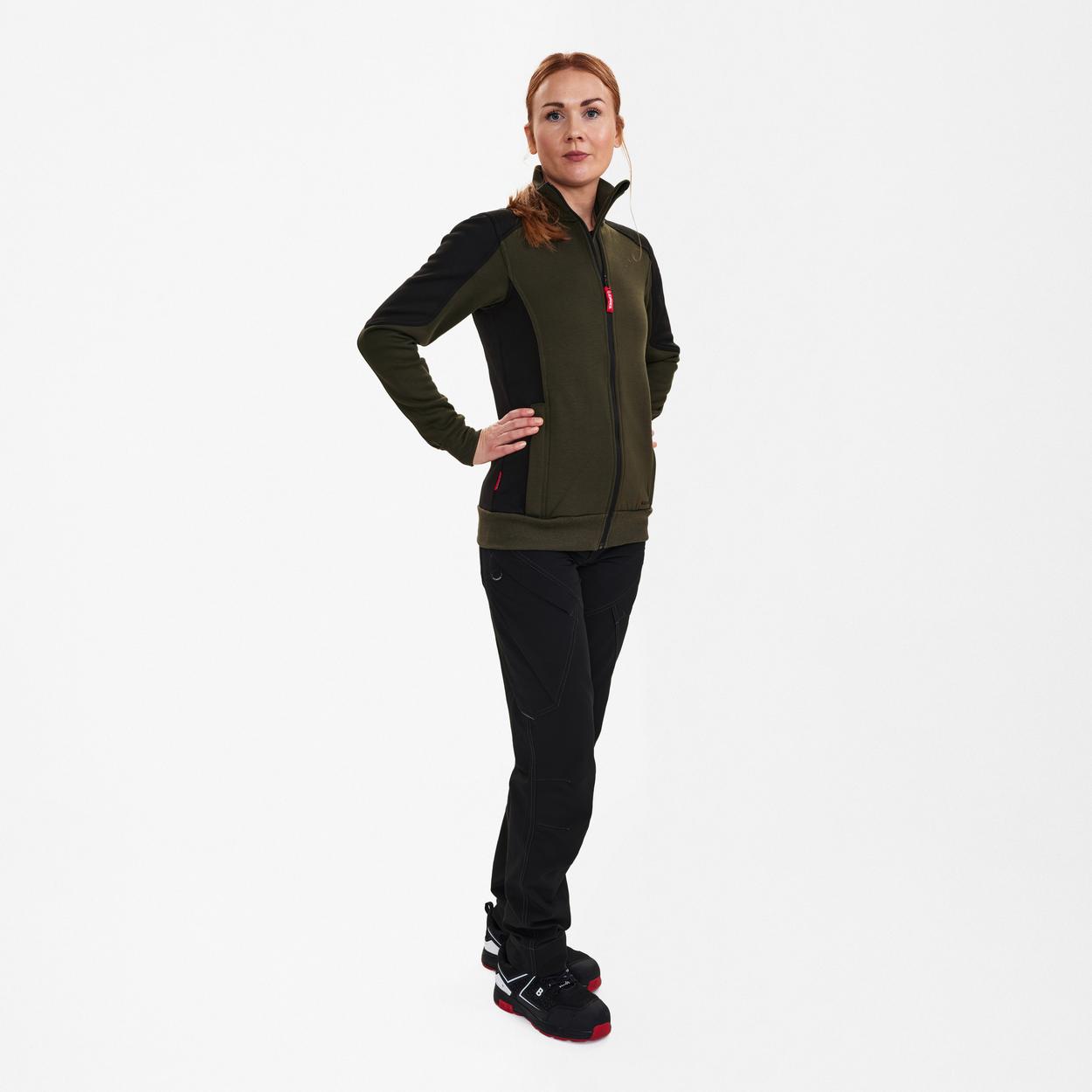 ENGEL Galaxy Damen Sweatcardigan in Forest Green/Schwarz, Größe XS