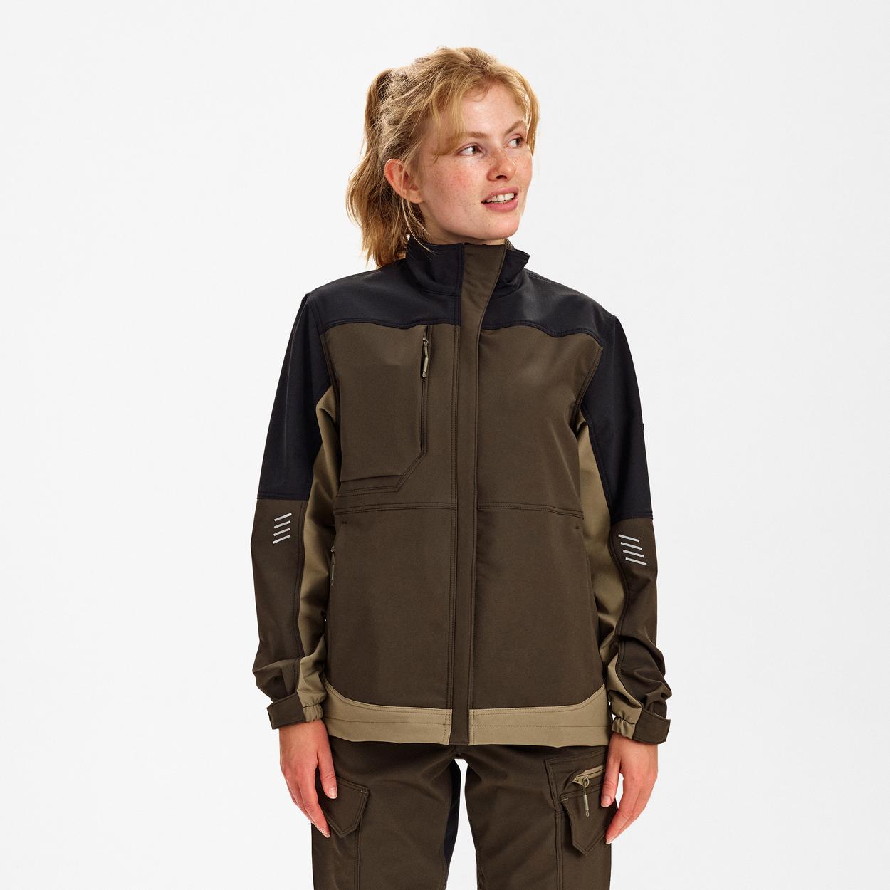 ENGEL Entire Damen Arbeitsjacke mit 4-Wege-Stretch in Forest Green/Schwarz, Größe XS