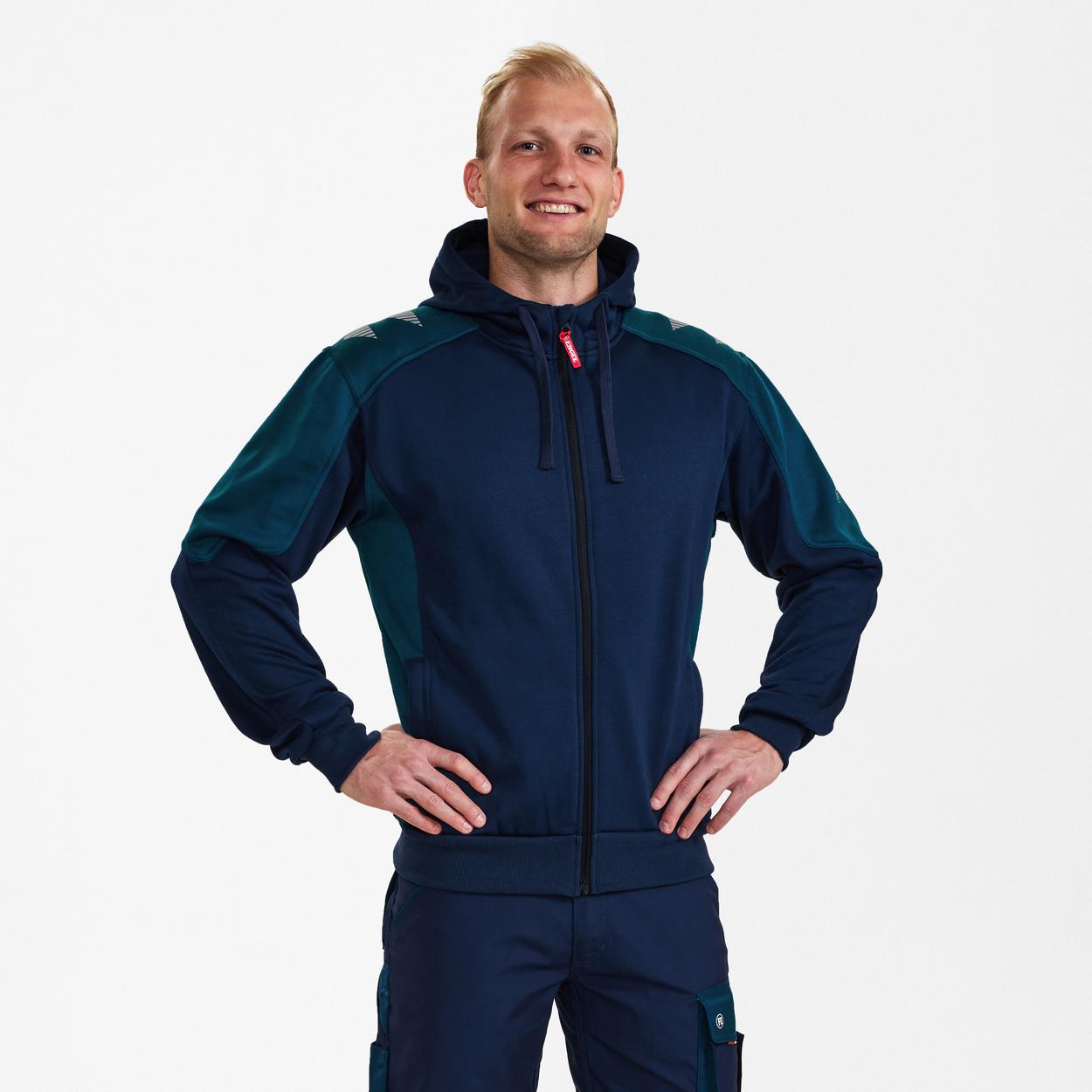 ENGEL Galaxy Sweatcardigan mit Kapuze in Blue Ink/Dark Petrol, Größe XS