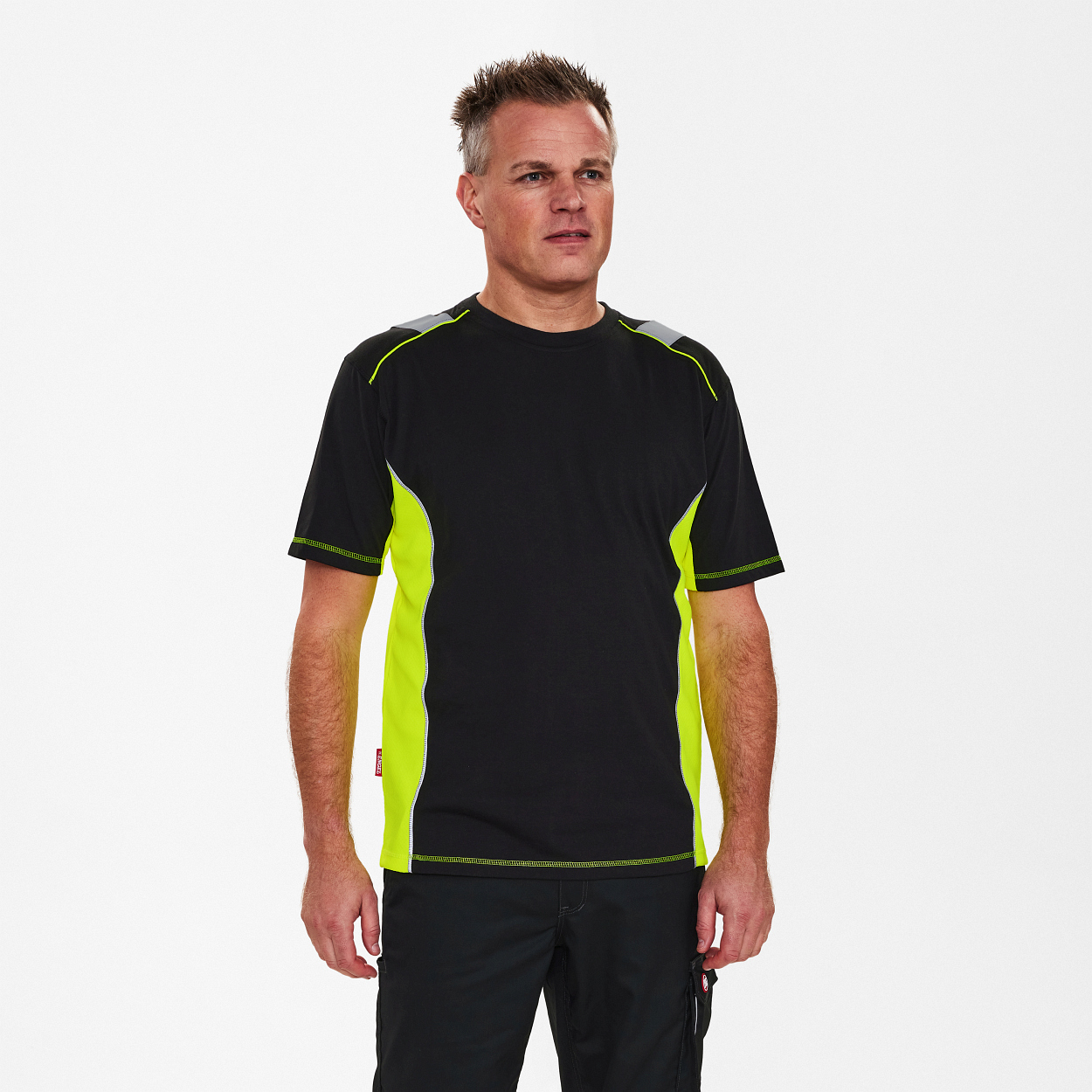 ENGEL Cargo T-Shirt in Schwarz/Gelb, Größe XS