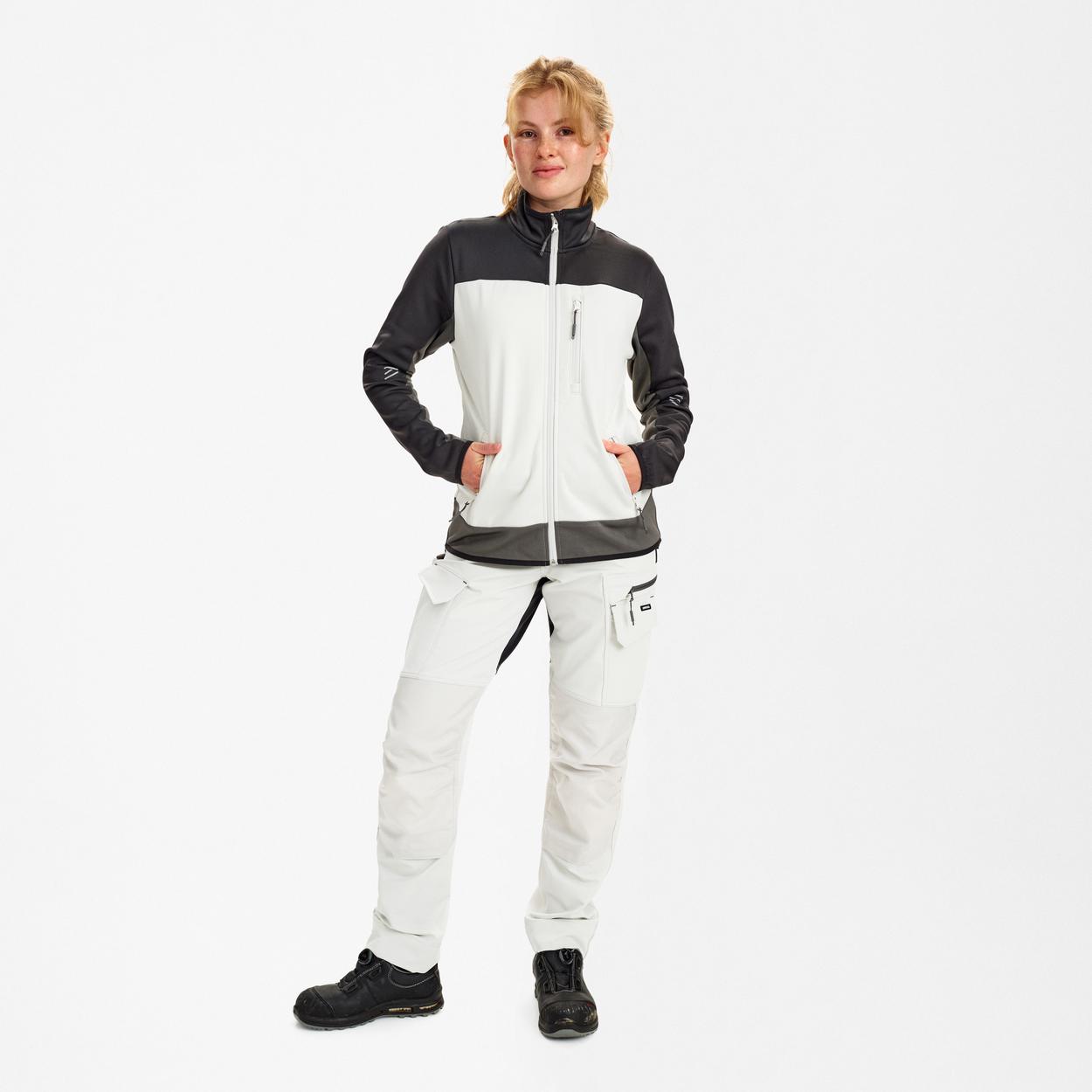 ENGEL Entire Damen Midlayer-Cardigan in Bone White / Anthracite Grey, Größe XS