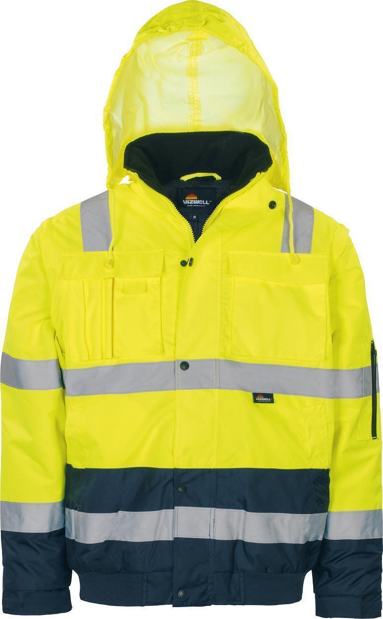 Pilotenjacke mit Schulterreflex leuchtgelb-marine in Gr. XXL von Vizwell