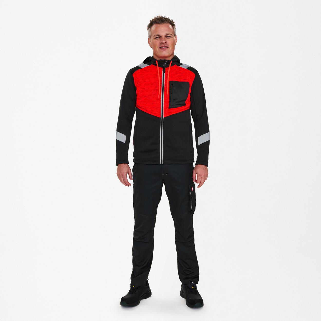 ENGEL Cargo Strickcardigan in Schwarz/Rot, Größe XS