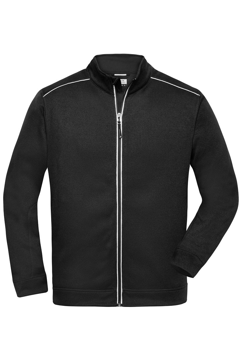Men's Knitted Workwear Fleece Jacket - SOLID - "JN898" in Black/Black, Größe 6XL - Daiber