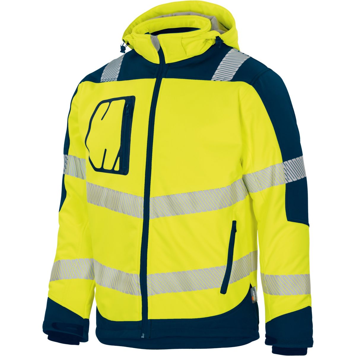Winter-Kontrast-Softshelljacke leuchtgelb-marine von Vizwell