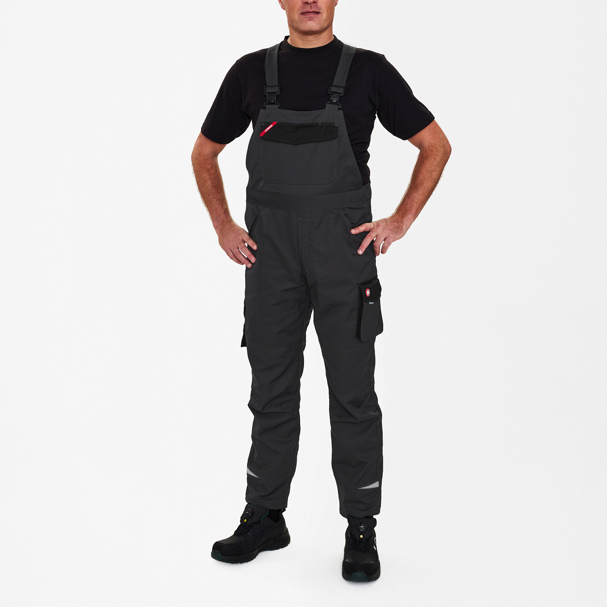 ENGEL Galaxy Light Latzhose in Anthrazitgrau/Schwarz, Größe 106