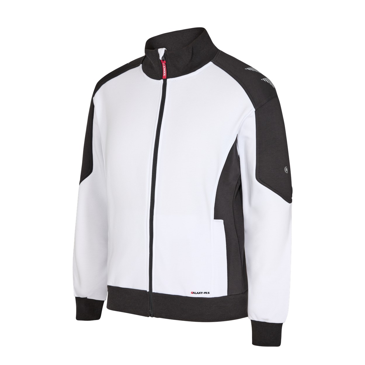 ENGEL Galaxy Sweatcardigan mit Kragen in Weiss/Anthrazit Grau, Größe XS