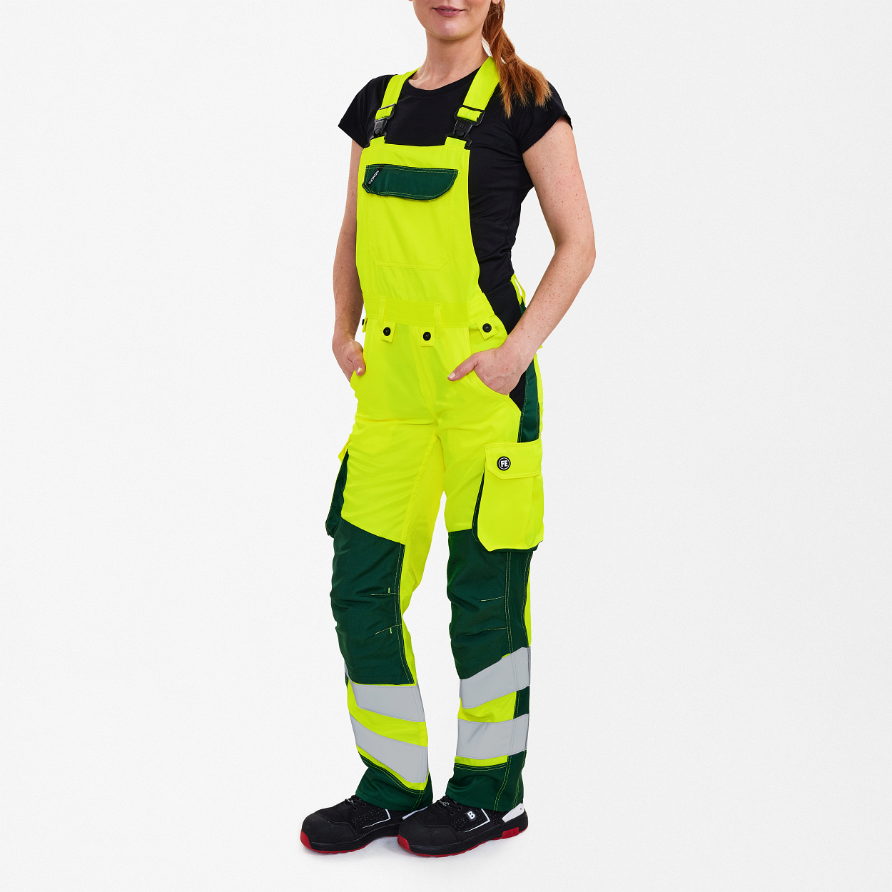 ENGEL Safety Light Damen Latzhose in Gelb/Grün, Größe 48