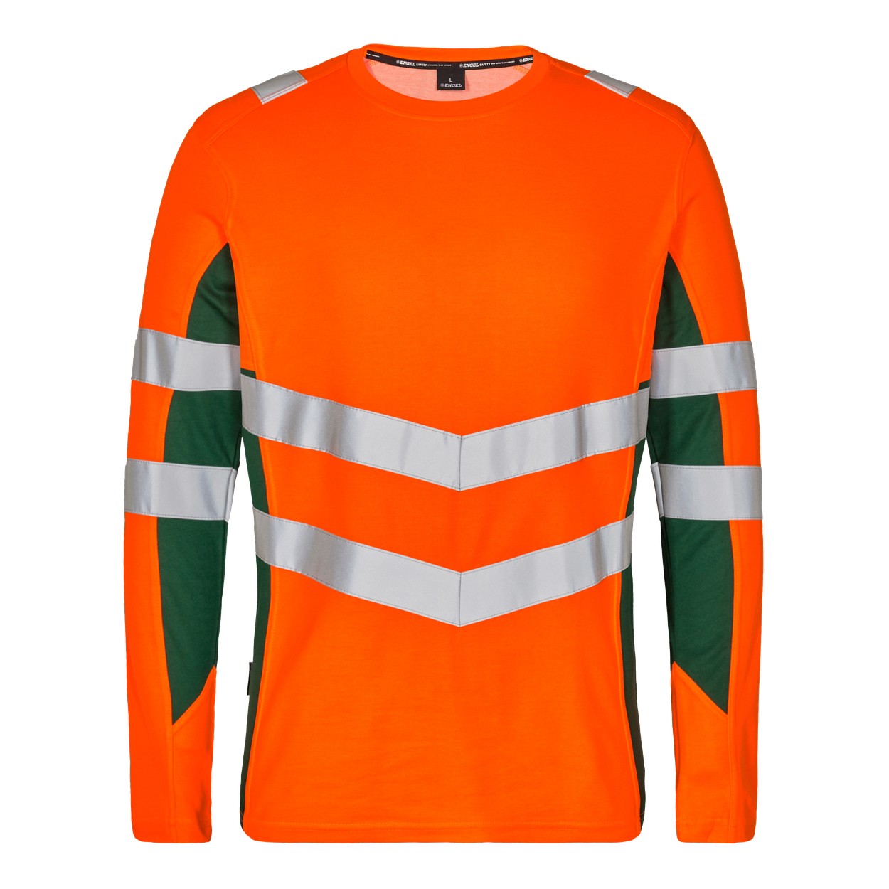 ENGEL Safety Langarm-Shirt in Orange/Grün, Größe XS