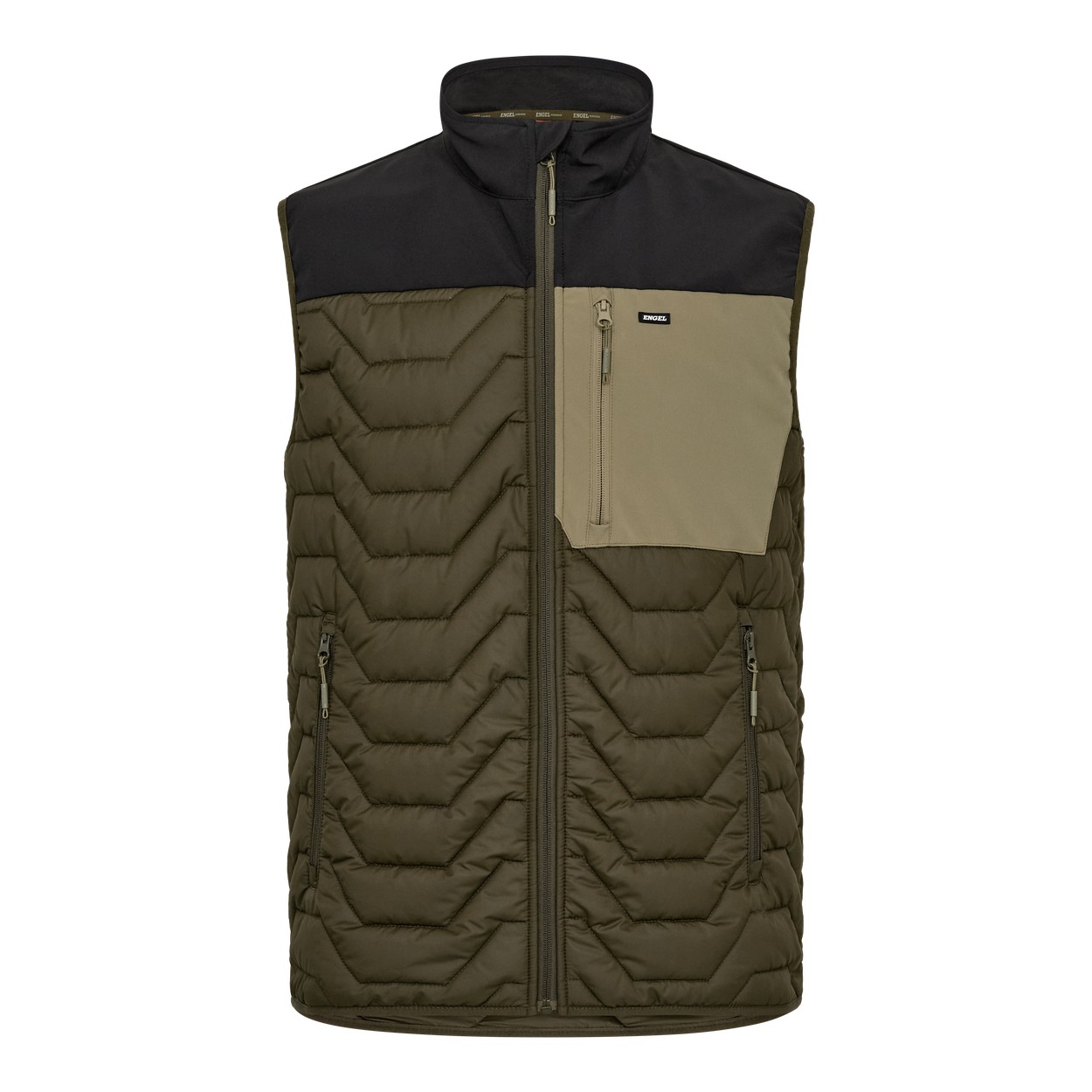 ENGEL Entire Steppweste in Forest Green/Schwarz, Größe XS