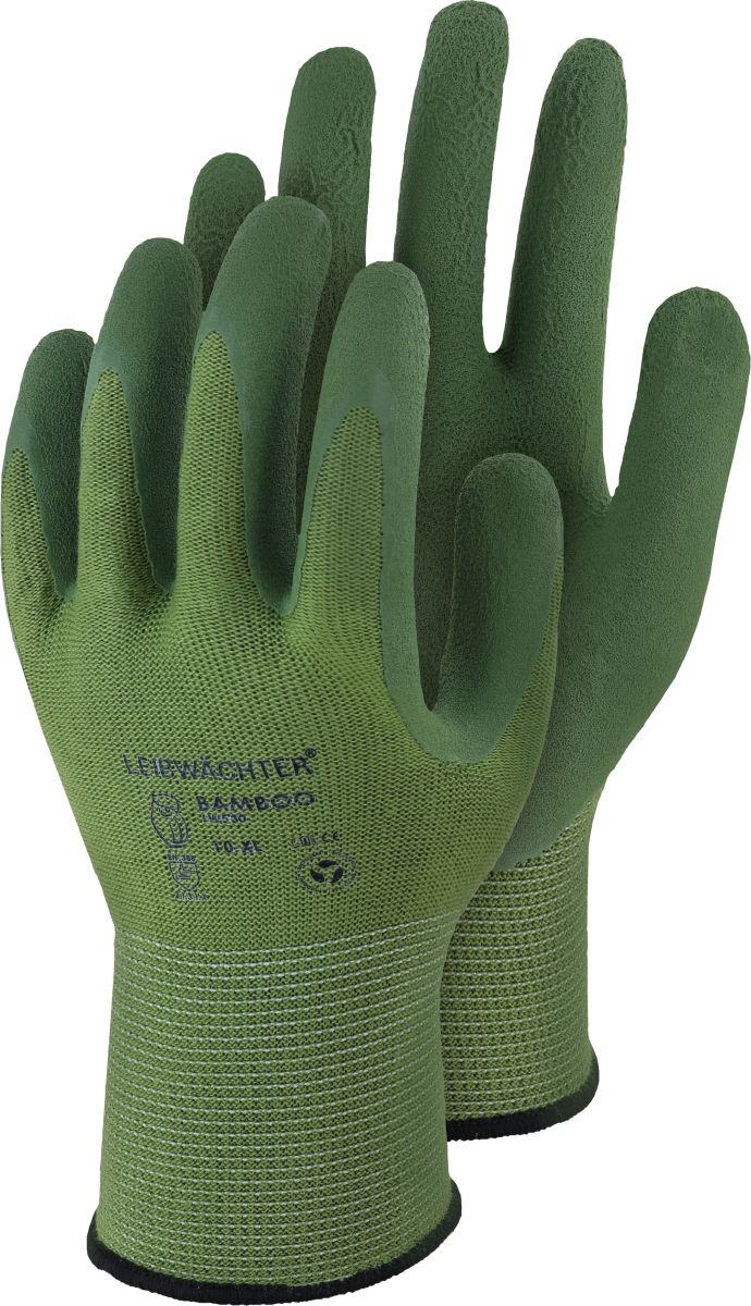 Bambus-Nylon-Handschuh mit Latex-Beschichtung LW530 "Bamboo" in Grün Gr. 9 - Leibwächter