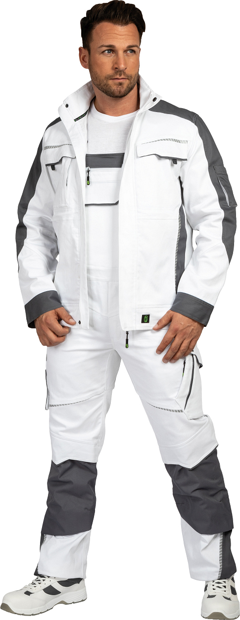 Latzhose Flex Line Weiß/Grau FLEXL, Gr. 98 von Leibwächter