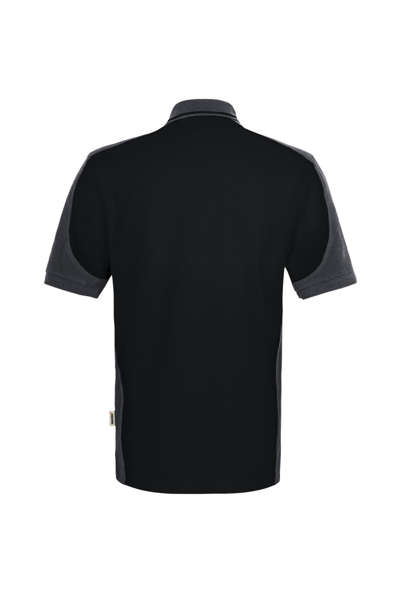 HAKRO 539 Poloshirt Contrast MIKRALINAR® ECO in Schwarz/Karbongrau, Größe 6XL