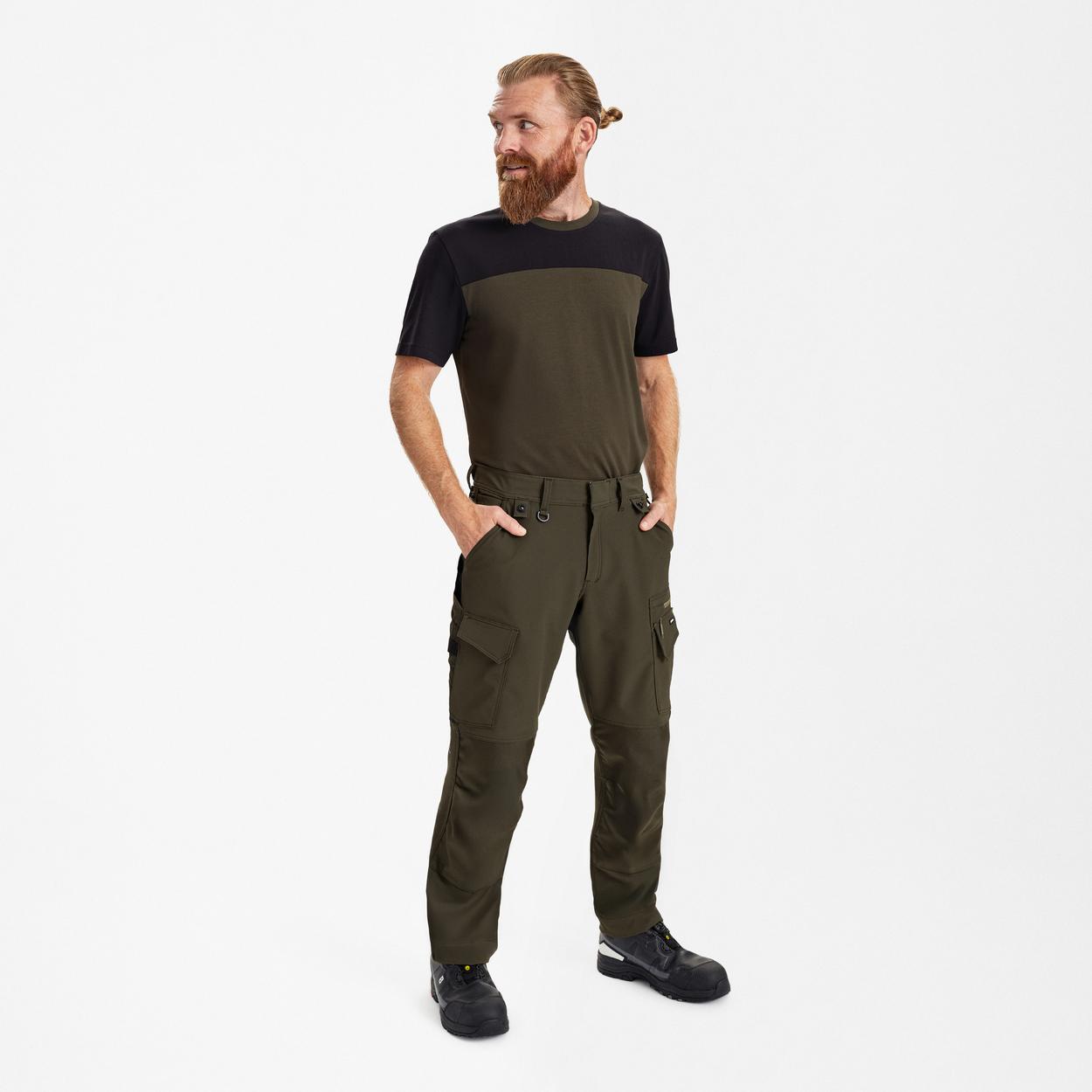 ENGEL Entire Arbeitshose mit 4-Wege-Stretch in Forest Green/Schwarz, Größe 26
