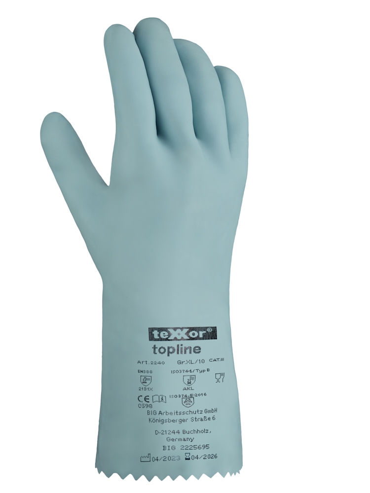 teXXor® topline Chemikalienschutz-Handschuhe NATURLATEX in Blau, Größe 7