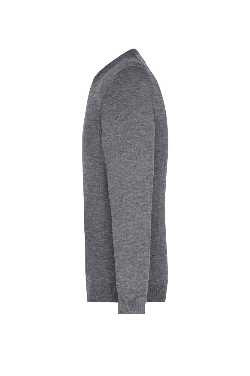 Men's V-Neck Pullover "JN659" in Grey-Heather, Größe 3XL - Daiber