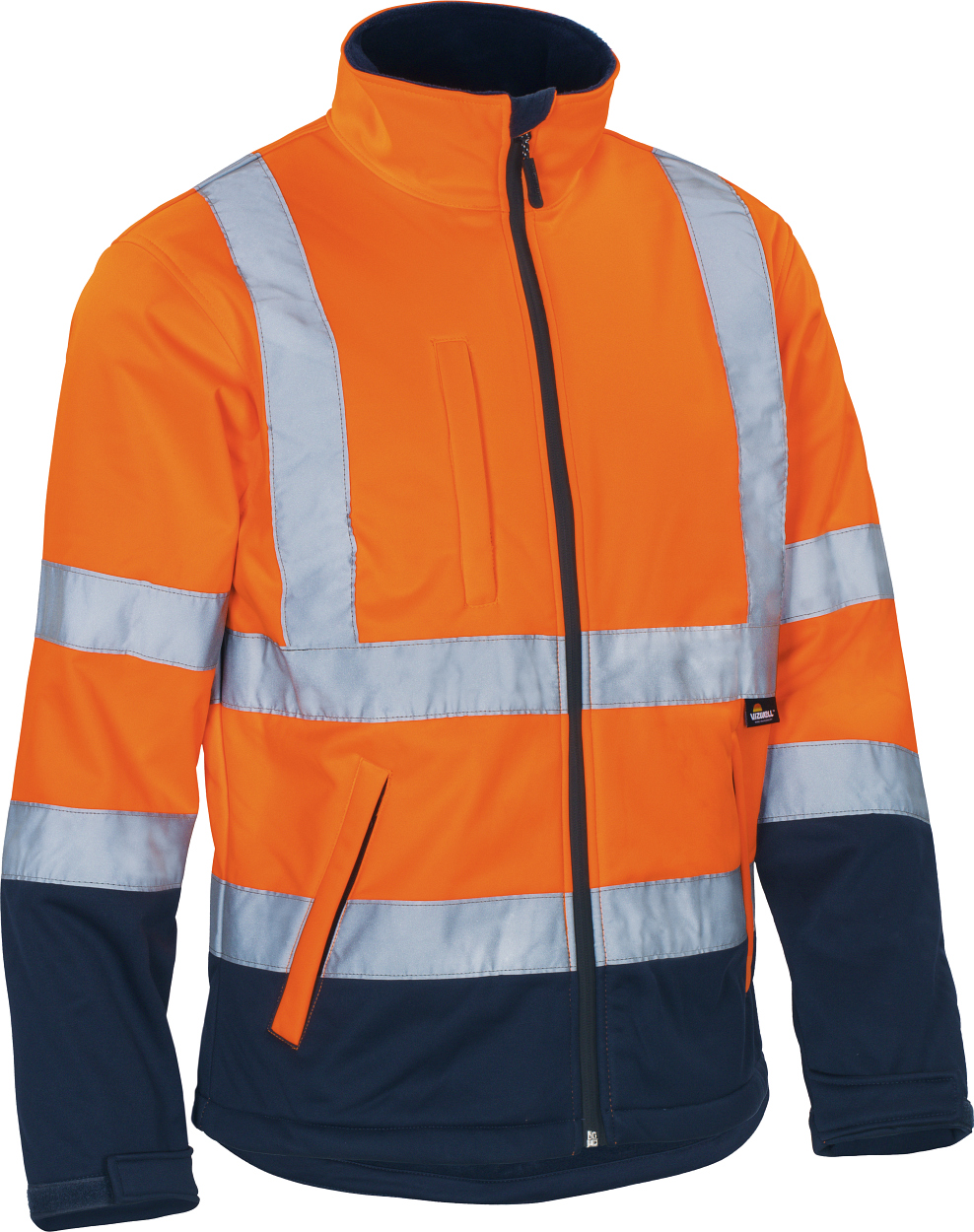 Kontrast-Softshelljacke leuchtorange-marine in Gr. XXL von Vizwell