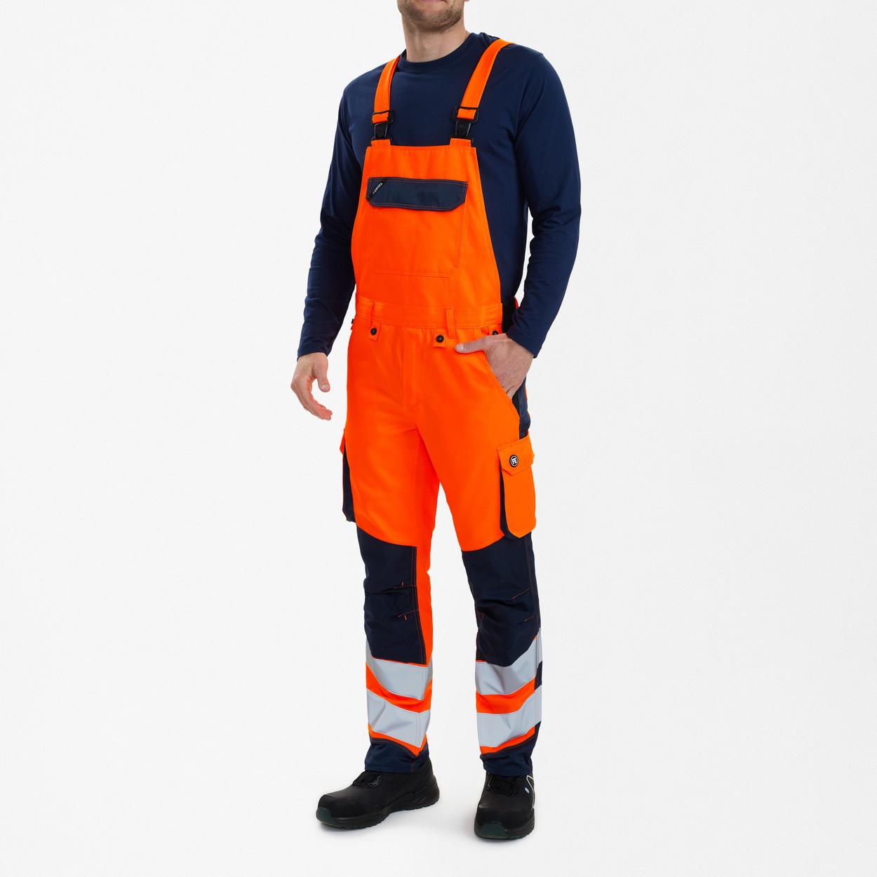 ENGEL Safety Light Latzhose in Orange/Blue ink, Größe 106