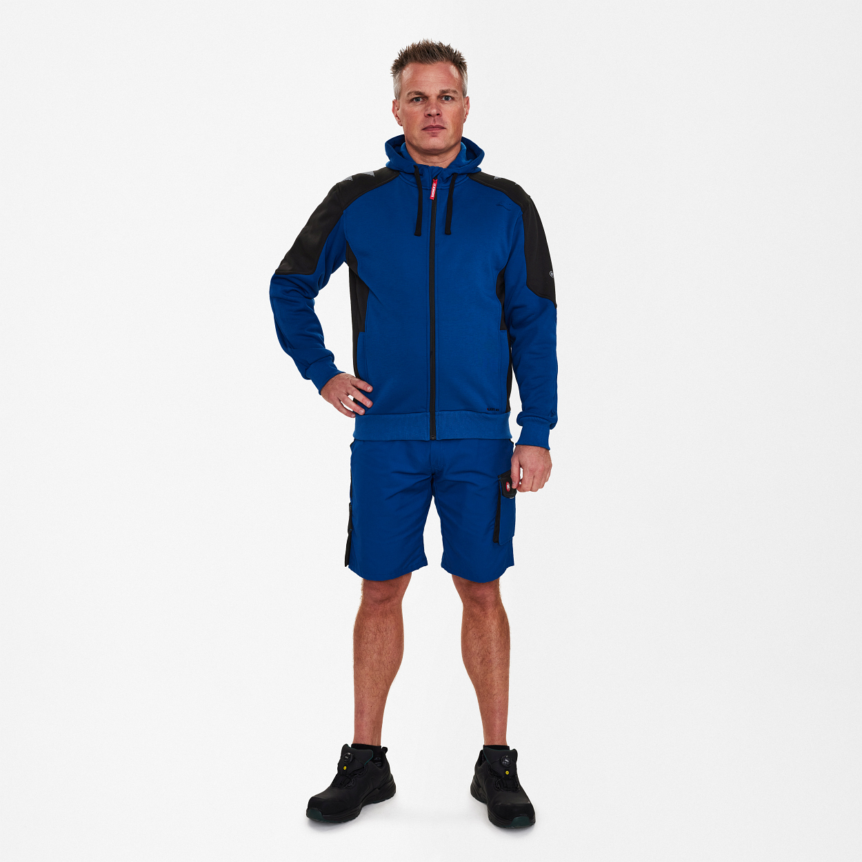 ENGEL Galaxy Sweatcardigan mit Kapuze in Surfer Blue/Schwarz, Größe XS