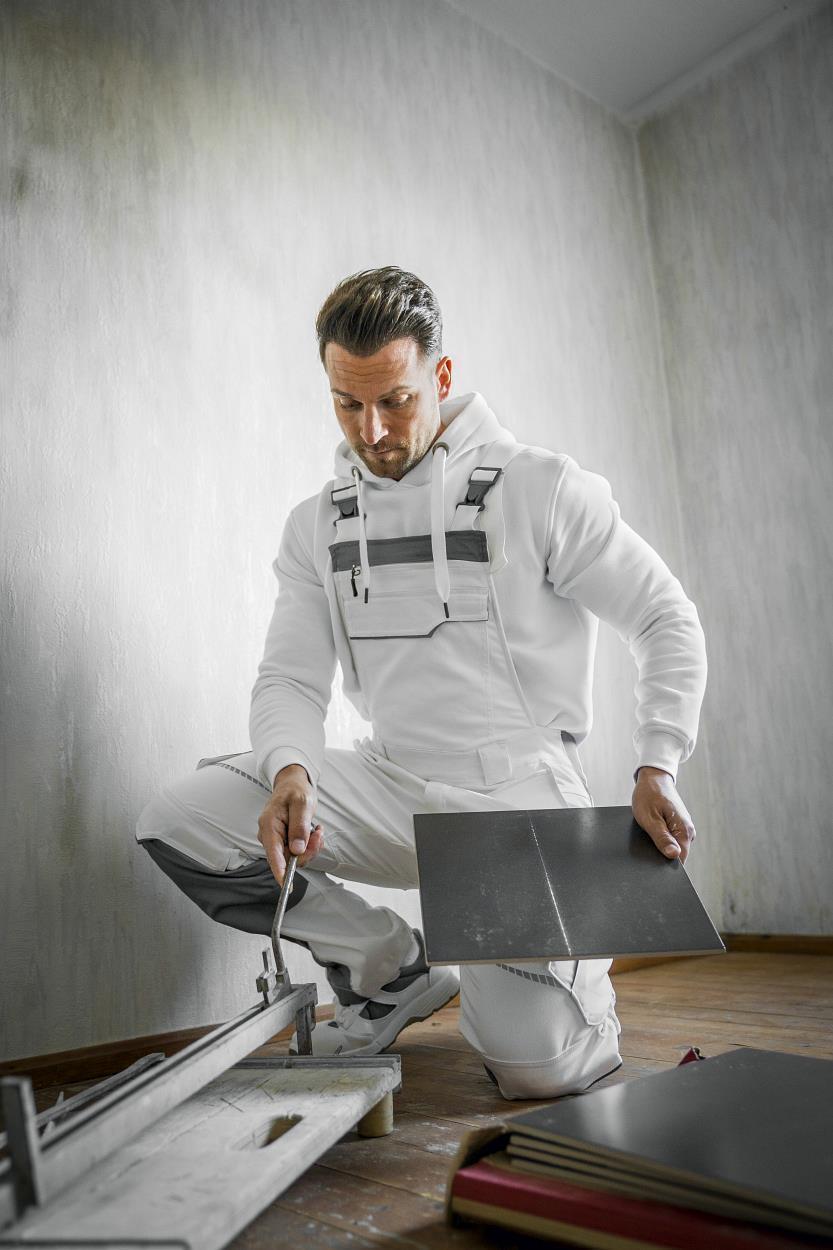 Latzhose Flex Line Weiß/Grau FLEXL, Gr. 98 von Leibwächter