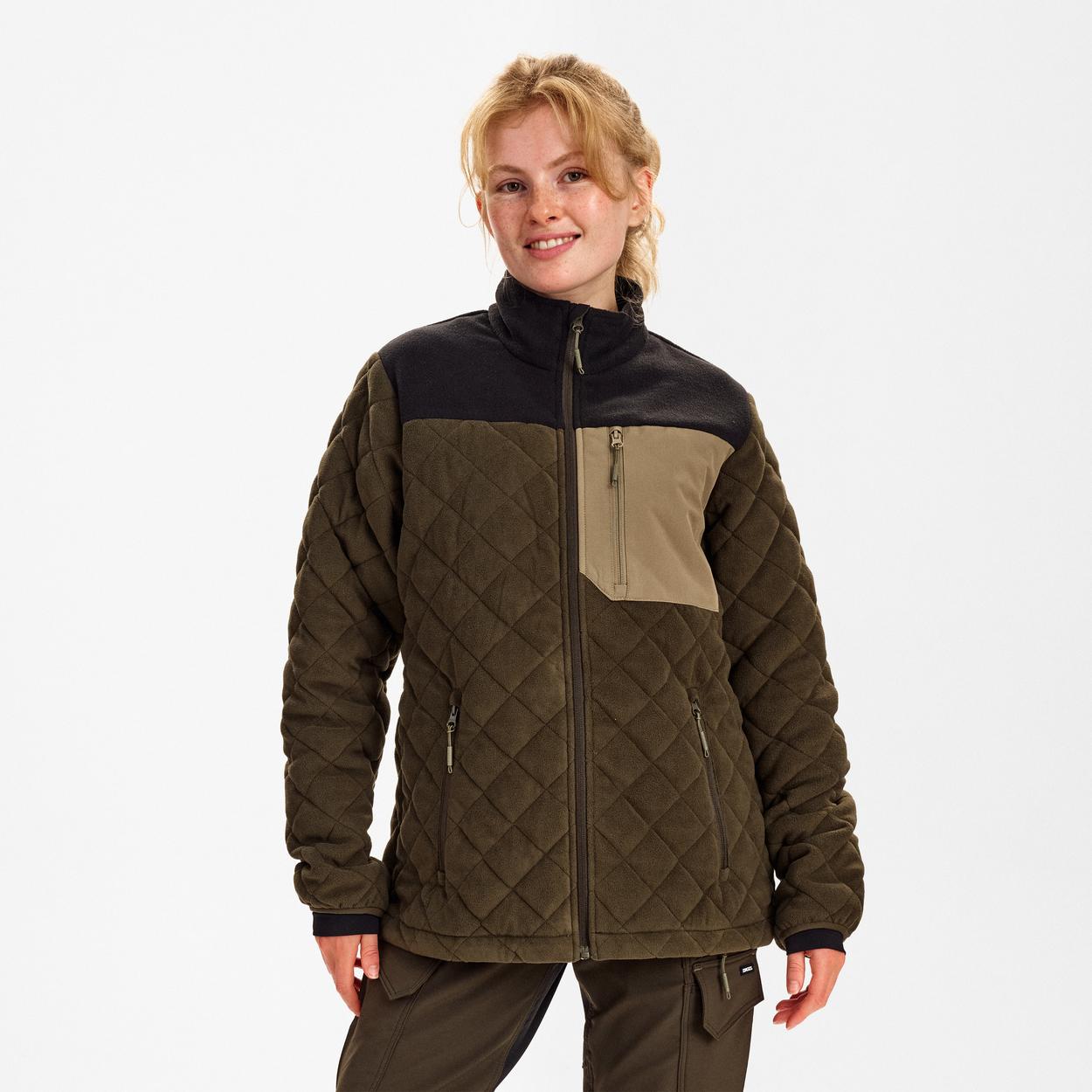 ENGEL Entire Damen Gestepptes-Fleecejacke in Forest Green/Schwarz, Größe XS