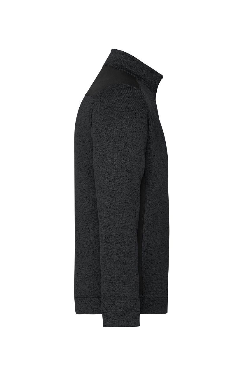 Men's Knitted Workwear Fleece Half-Zip - STRONG - "JN864" in Black/Black, Größe 6XL - Daiber