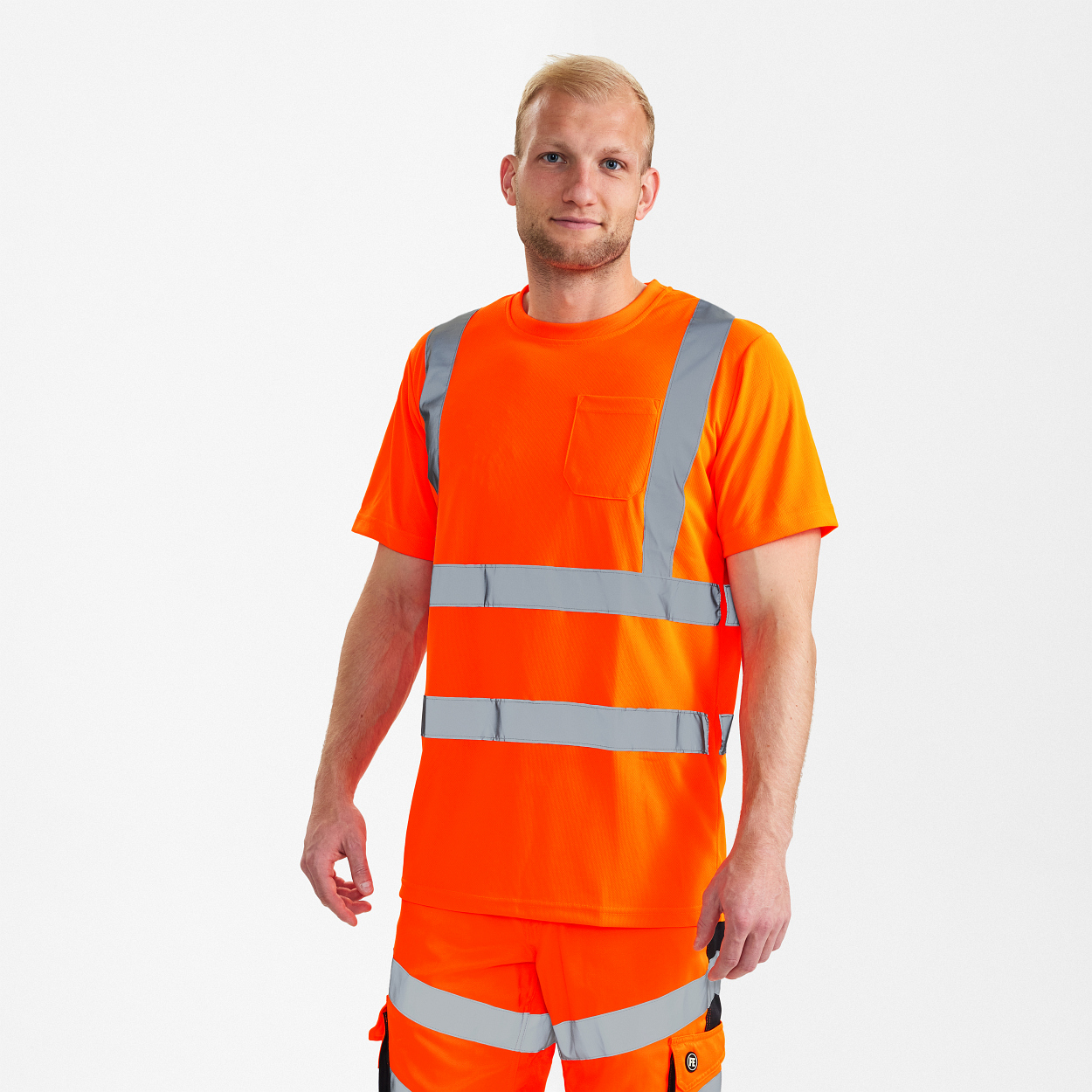 ENGEL Safety T-Shirt mit Brusttasche in Hi-vis Orange, Größe XS