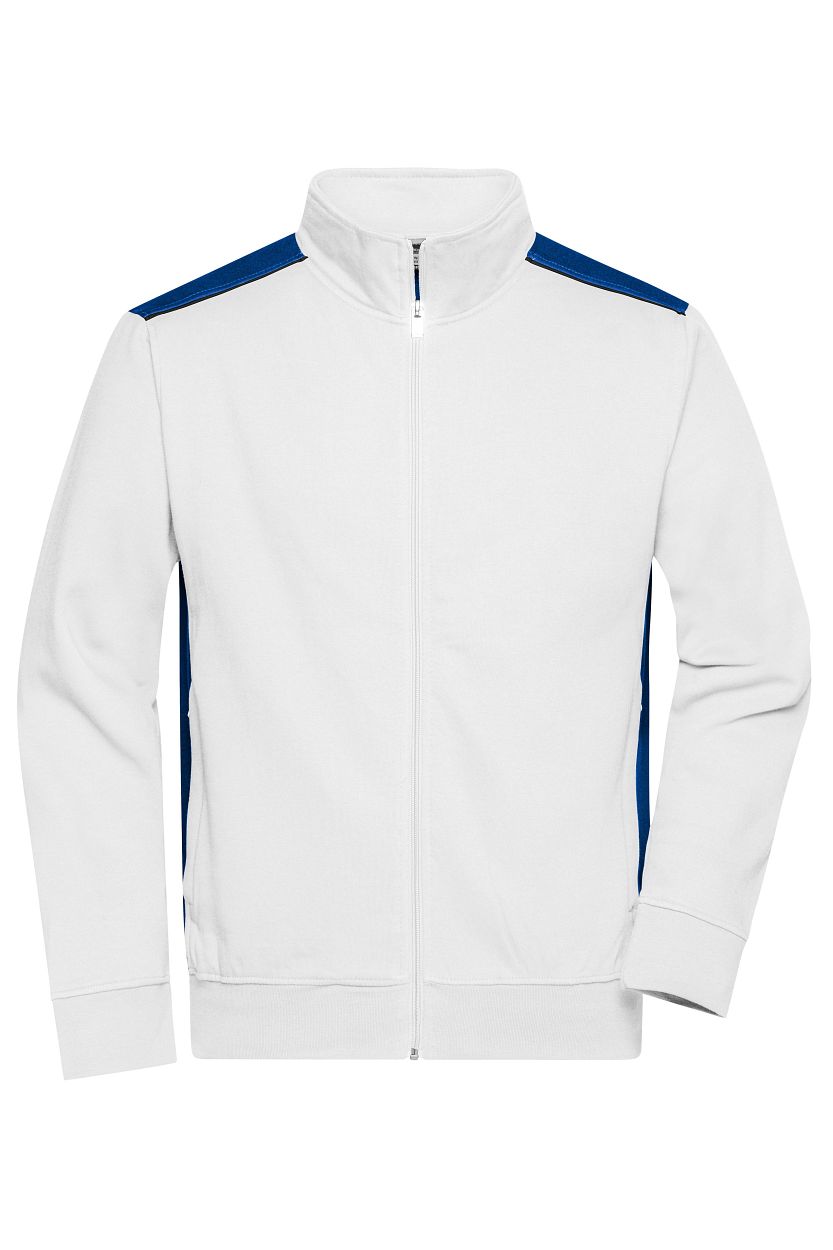 Workwear Sweat Jacket - COLOR - "JN870" in White/Royal, Größe 6XL - Daiber