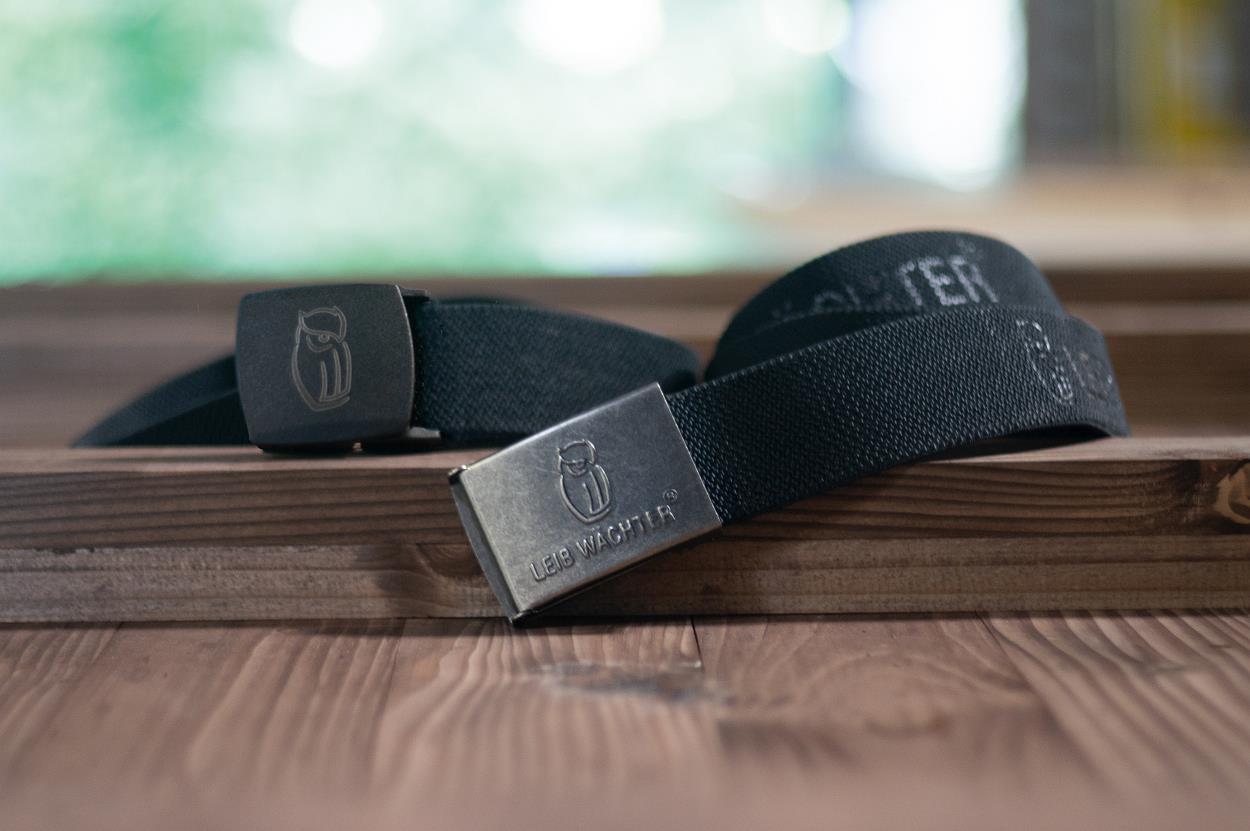 Stretchbandgürtel Schwarz mit Metallkoppel FLEXG70 Länge 90 cm von Leibwächter