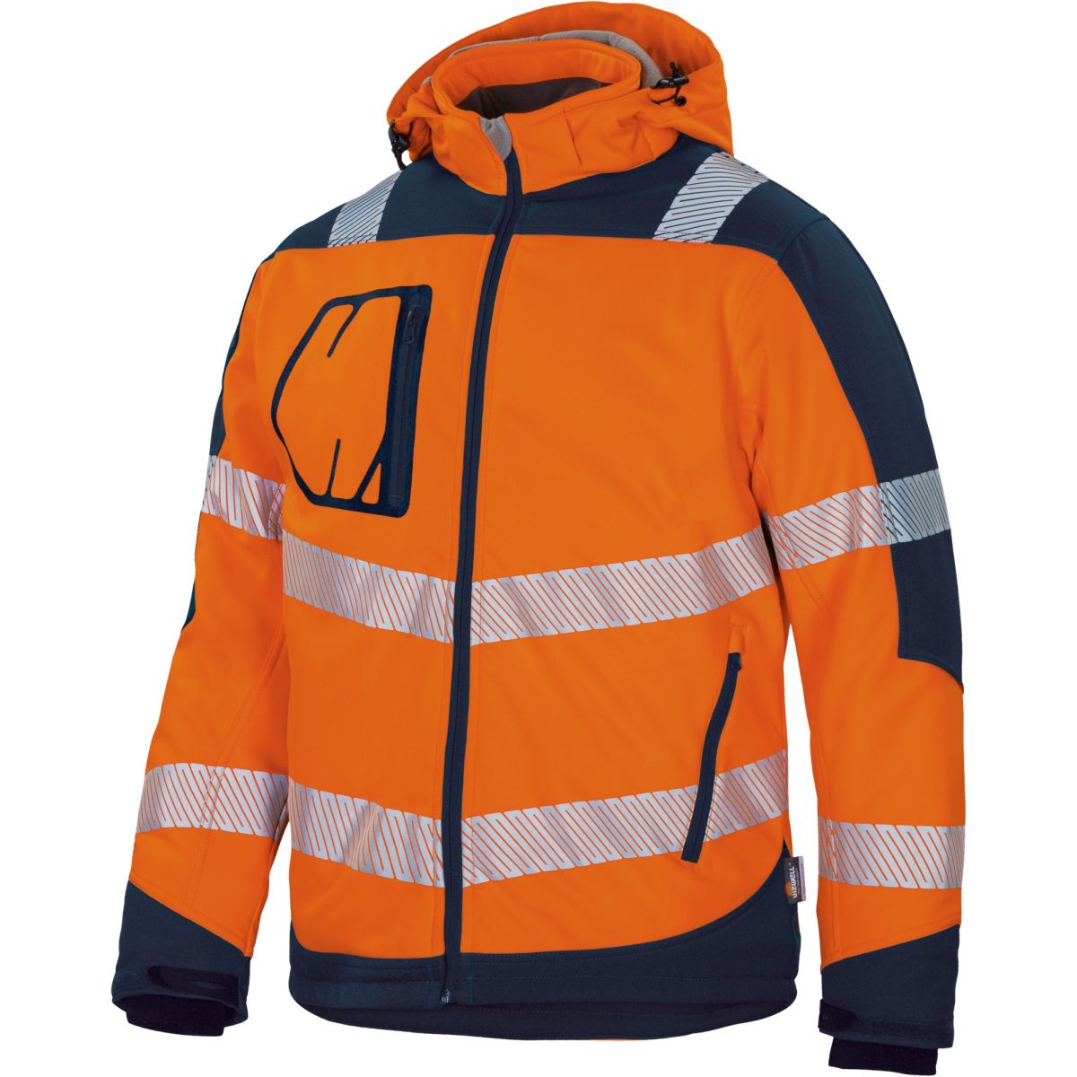 Winter-Kontrast-Softshelljacke leuchtorange-marine von Vizwell