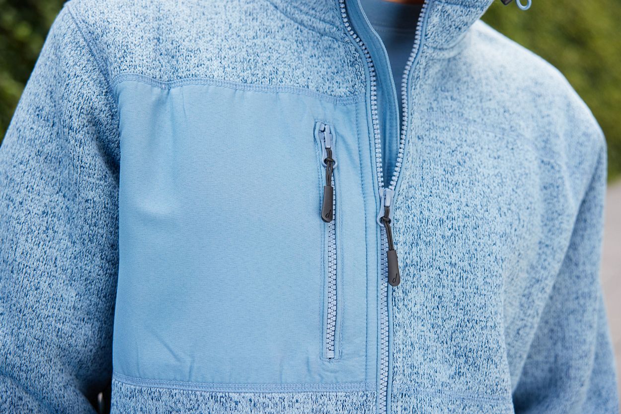 Workwear Knitted Fleece Jacket "JN1874" in Steel-Blue-Melange/Nature, Größe 4XL - Daiber