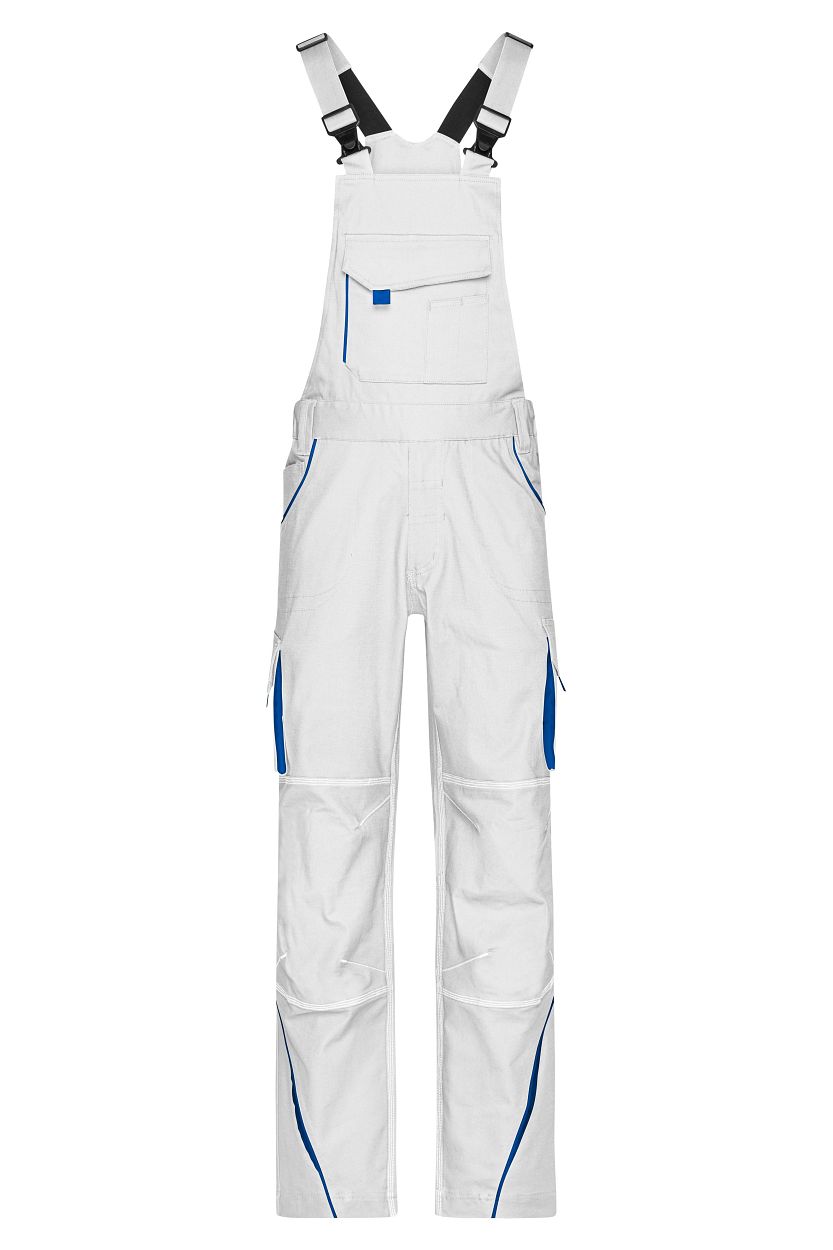 Workwear Pants with Bib - COLOR - "JN848" in White/Royal, Größe 62 - Daiber