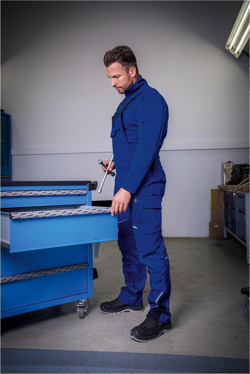 Latzhose FLEXL20 Flex Line in Kornblau/Schwarz, Gr. 70 von Leibwächter