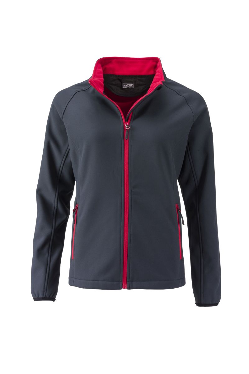 JN1129 Damen Promo Softshell Jacke in Iron-Grey / Red, Größe S von James & Nicholson