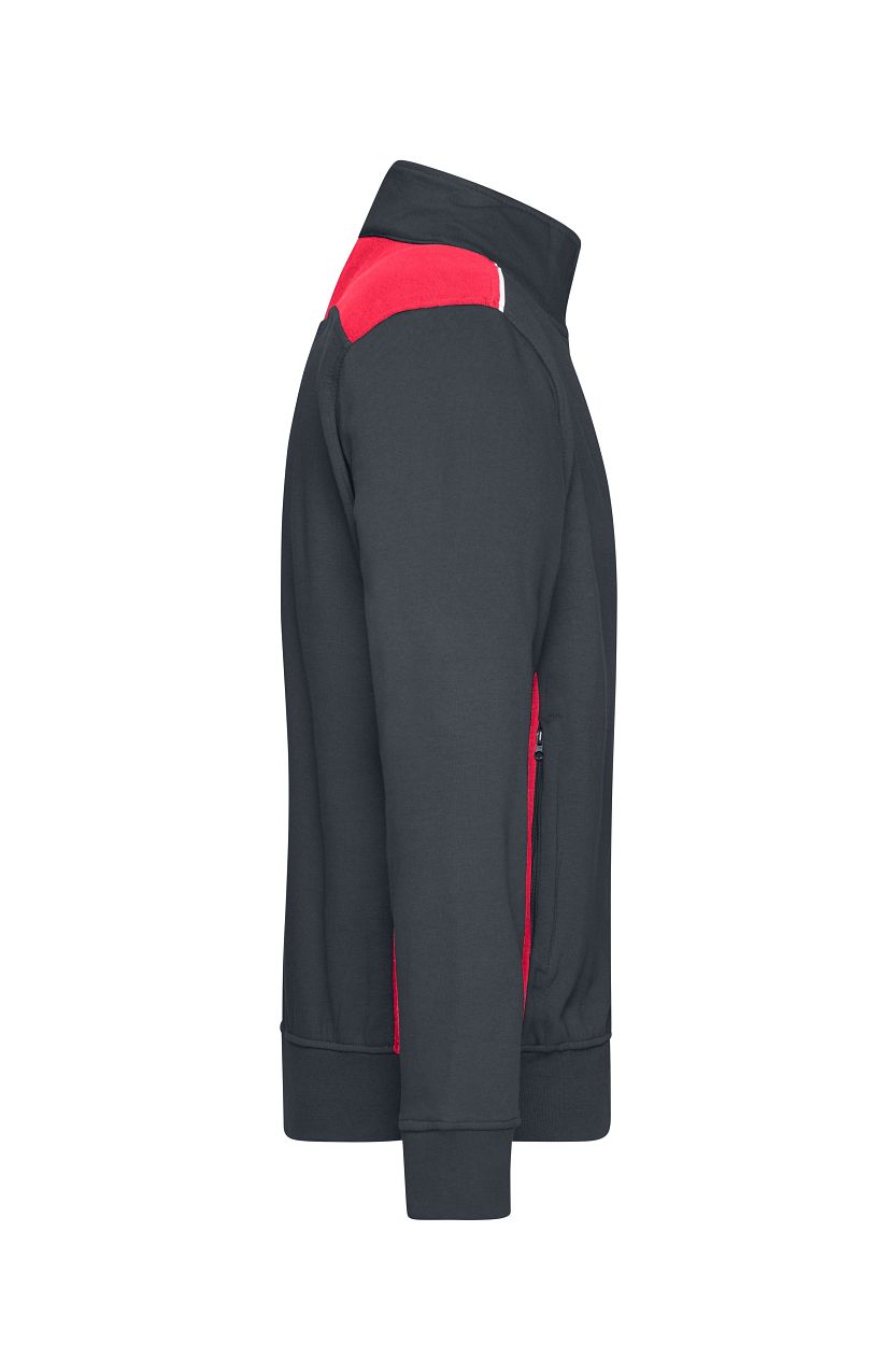 Workwear Sweat Jacket - COLOR - "JN870" in Carbon/Red, Größe 6XL - Daiber