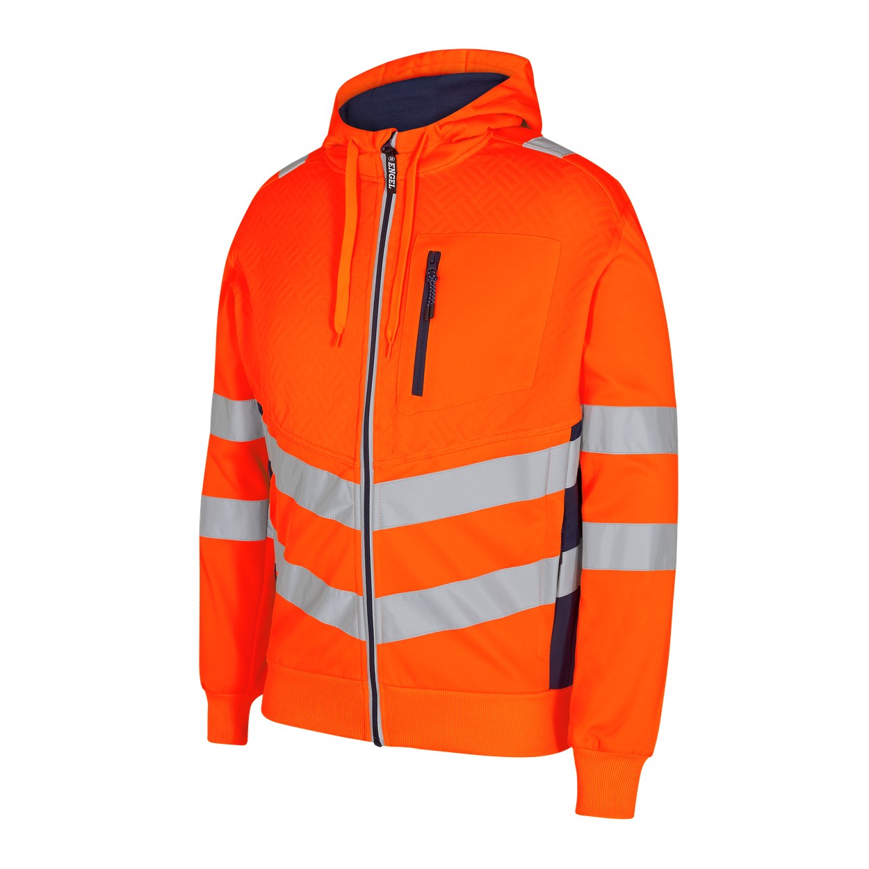 ENGEL Safety Sweatcardigan in Orange/Blue ink, Größe XS