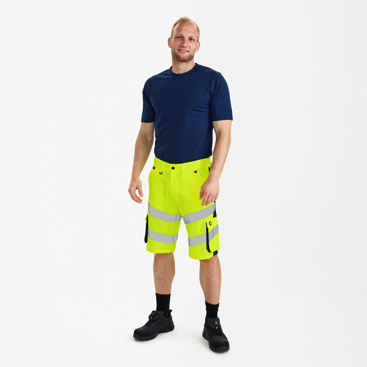 ENGEL Safety Light Arbeitsshorts in Gelb/Blue Ink, Größe 54