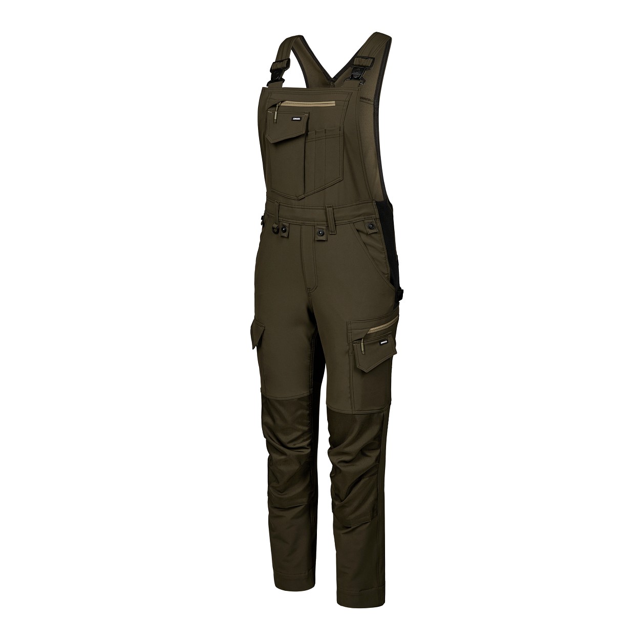 ENGEL Entire Damen Latzhose mit 4-Wege-Stretch in Forest Green/Schwarz, Größe 48