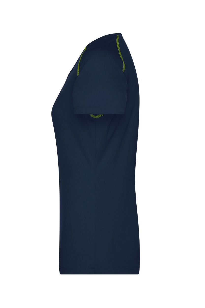 Ladies' Sports T-Shirt "JN495" in Navy/Bright-Yellow, Größe 2XL - Daiber