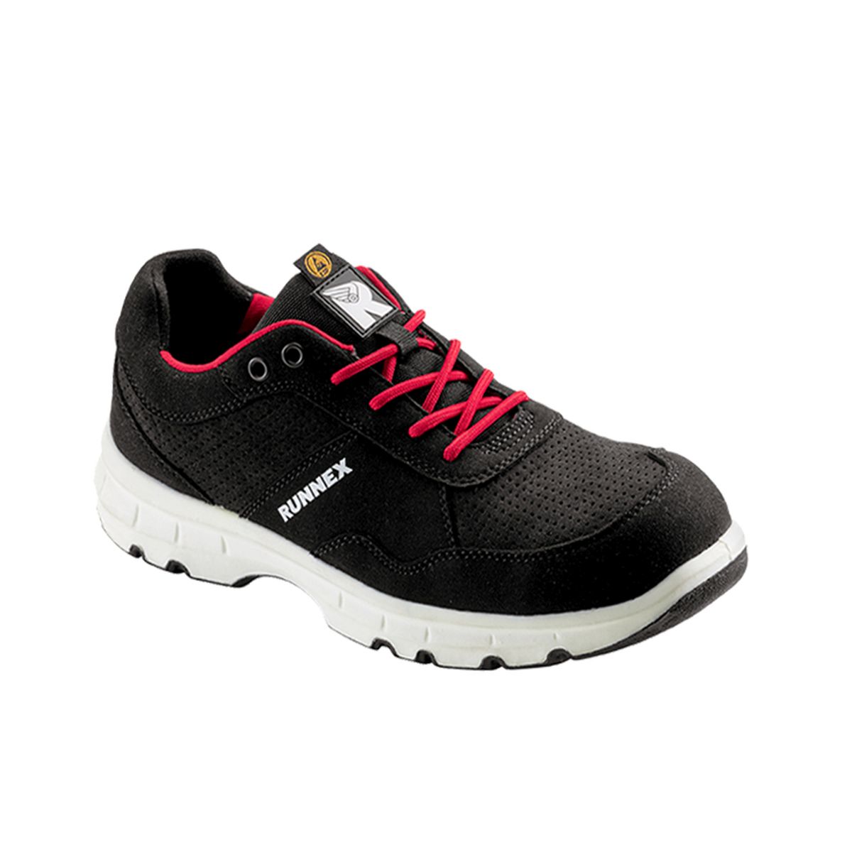 RUNNEX® S1P-ESD-Sicherheitshalbschuhe FlexStar in Schwarz / Rot, Gr. 48