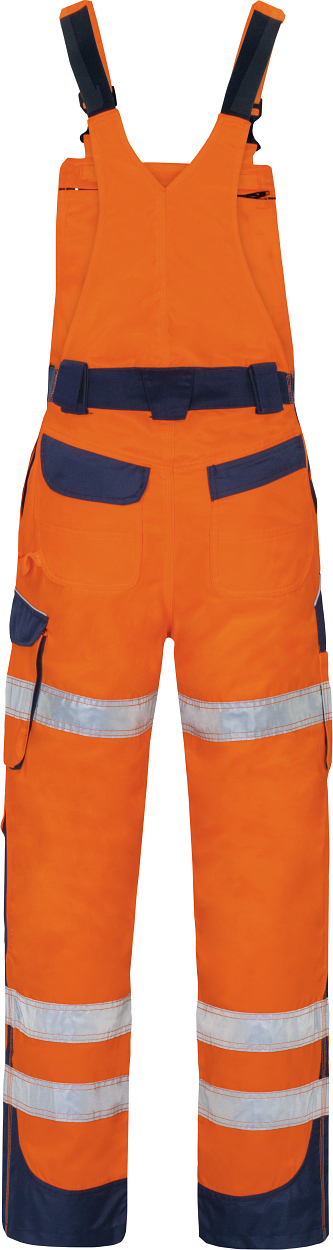 Warnschutz-Kontrast-Latzhose leuchtorange-marine in Gr. 98 von Vizwell